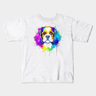 Colorful Cavalier King Charles Spaniel Splatter Art - Doggie Delight Kids T-Shirt